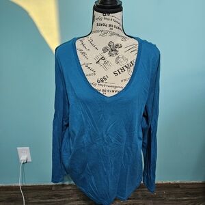 Sonoma Teal Long Sleeve V-Neck Top
